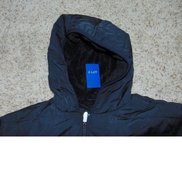 Mens Winter Jacket Apt 9 Black Quilted size 2XL Knit Zip Up Hooded Sherpa Lined - Picture 4 of 8